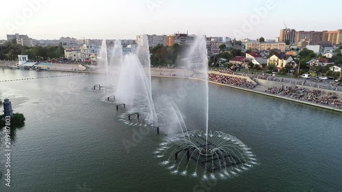 VINNITSA, UKRAINE -  June 16, 2019:  Water fountain, musical fountain.
