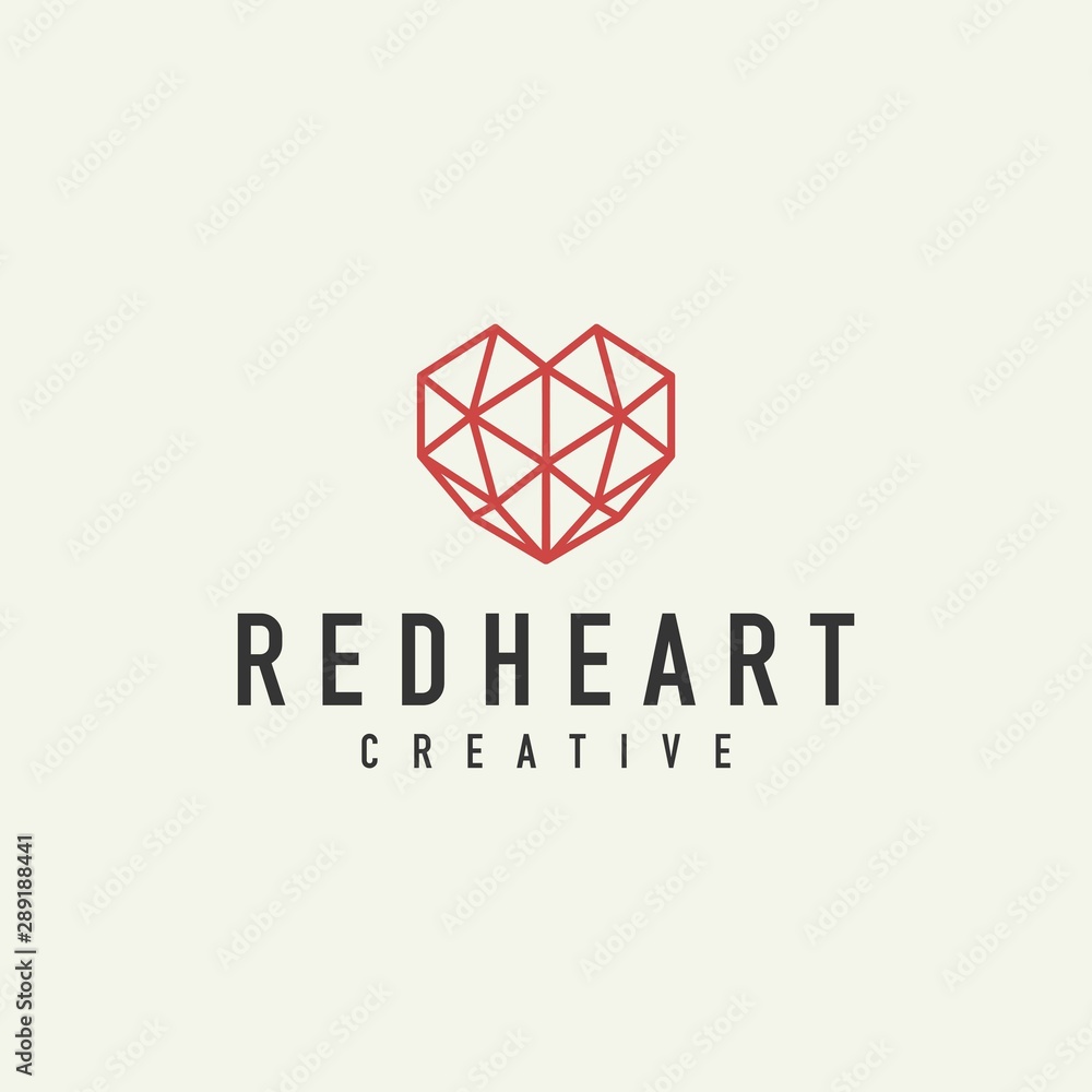 geometric heart sign logo - vector design on a light background geometric heart sign logo - vector design on a light background