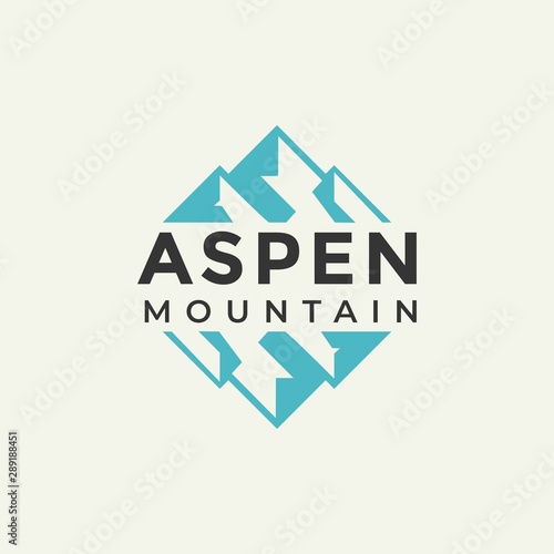 aspen mountain logo - vector illustration on a light  background