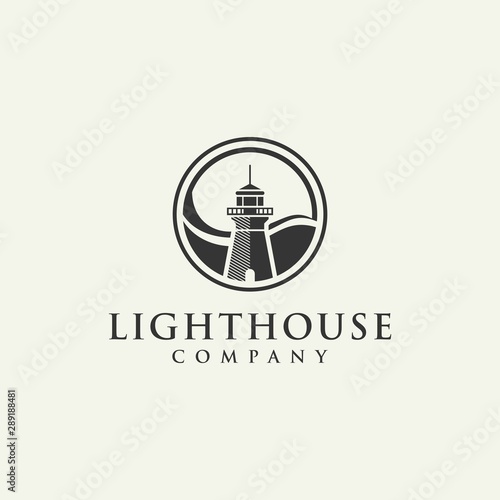 lighthouse logo sign - vector illustration on a light background