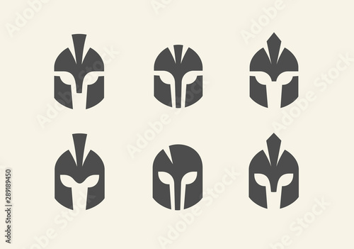 Set of warrior helmet logo, spartan icon collection, gladiator head symbol - Vector