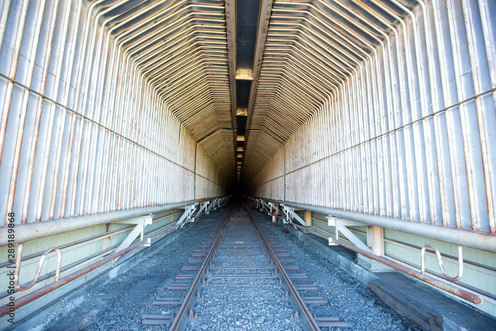 Fototapeta premium Technological railway tunnel for the passage of cold trains