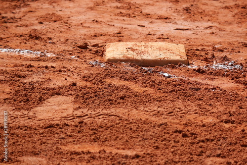 Photography a baseball game base and clay