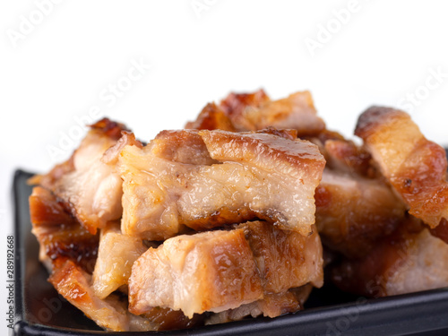 grilled pork chop on white background.