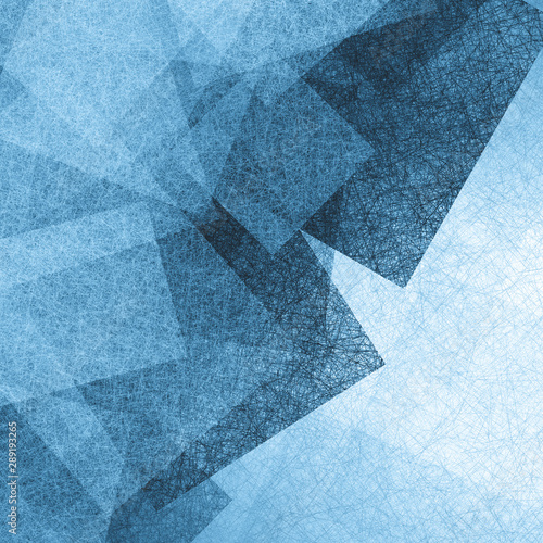 abstract blue background with white and black layers of texture paper design and shapes in modern art geometric pattern