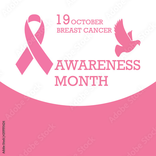 Vector illustration Breast cancer awareness month. Awareness ribbon