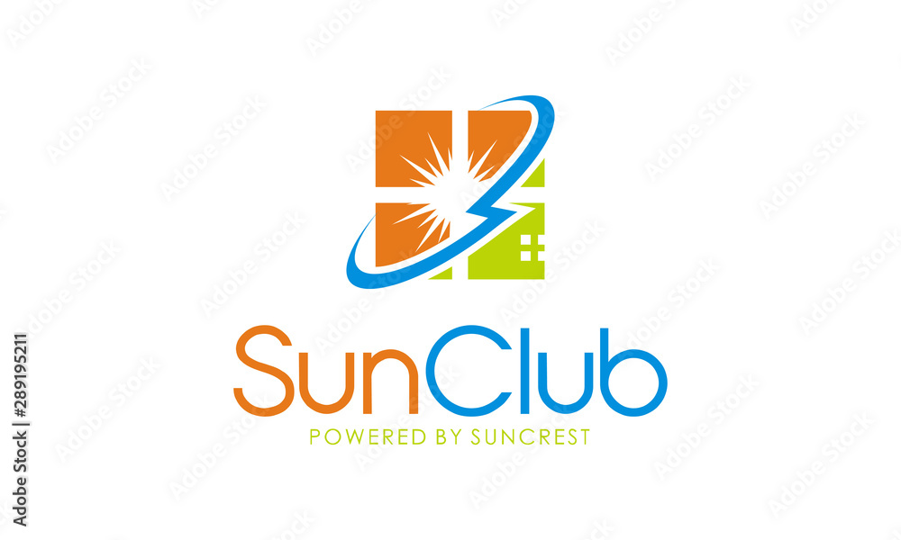 logo sun club powered energy vector logo sun club powered energy vector