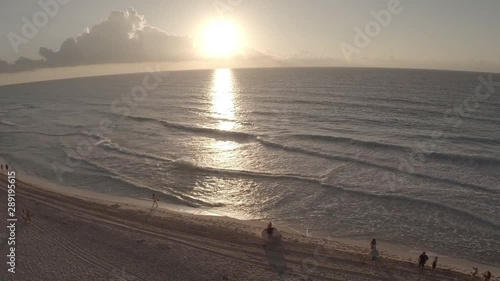 Cancun Early Morning Tracking Back High Drone  photo