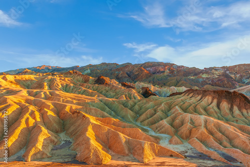 Famous Zabriskie Point in winter just before sunset.Death Valley National Park.California.USA