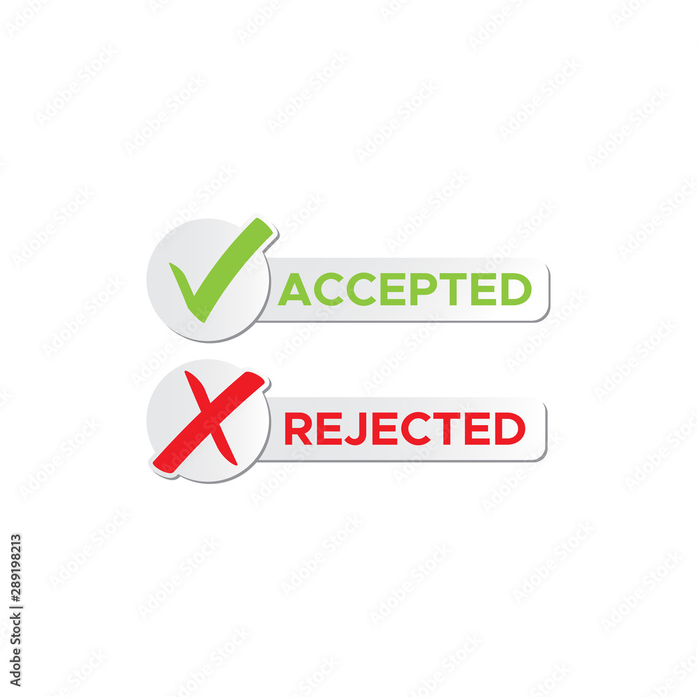 Check mark stickers style brush. accepted, rejected Check mark stickers style brush. accepted, rejected
