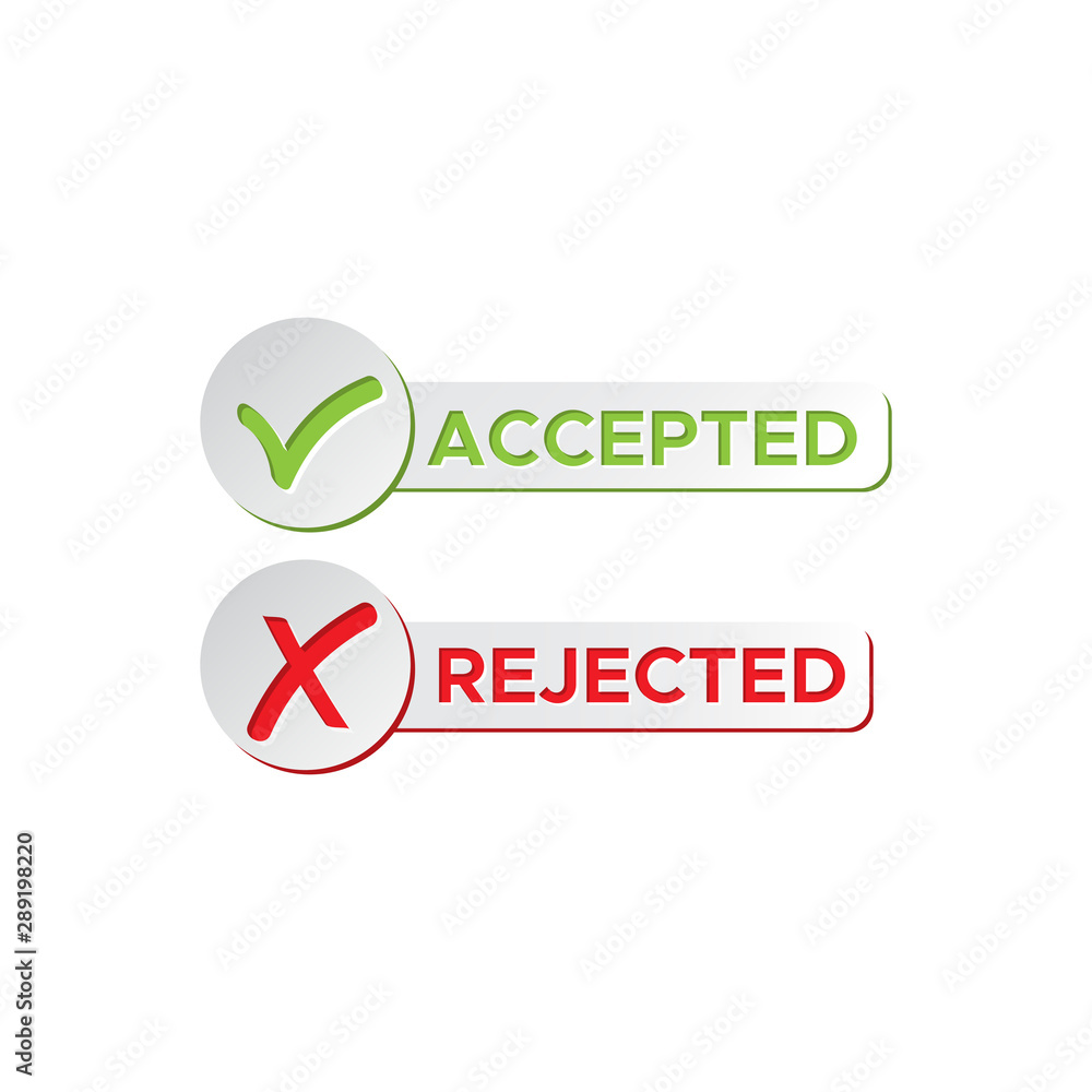 Check mark stickers style brush cut in. accepted, rejected Check mark stickers style brush cut in. accepted, rejected