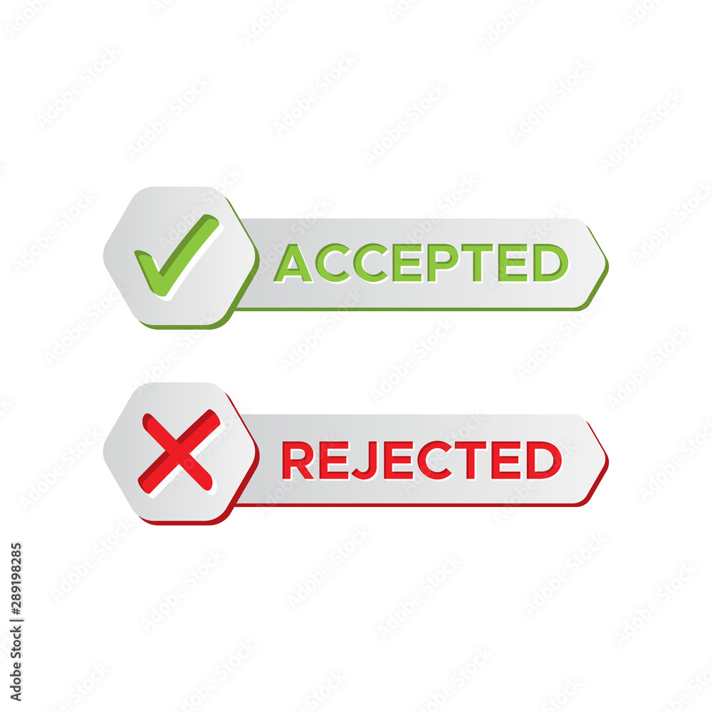 Check mark stickers style brush cut in. accepted, rejected Check mark stickers style brush cut in. accepted, rejected