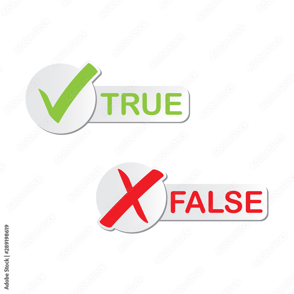Check mark stickers style brush. TRUE AND FALSE Check mark stickers style brush. TRUE AND FALSE