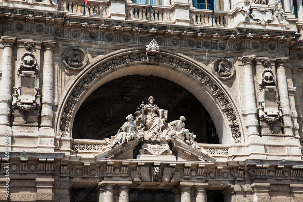 Detail of the Palace of Justice the seat of the Supreme Court of Cassation and the Judicial Public Library located in the Prati district of Rome built between 1888 and 1910 Detail of the Palace of Justice the seat of the Supreme Court of Cassation and the Judicial Public Library located in the Prati district of Rome built between 1888 and 1910