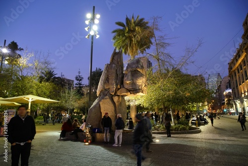 Mapuche statue (monument to the indigenious people) at the Plaza de las Armas - Santiago de Chile photo