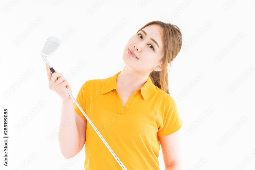 ゴルフをする女性 ゴルフをする女性