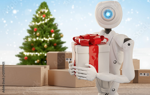 autonomous robot delivers a...