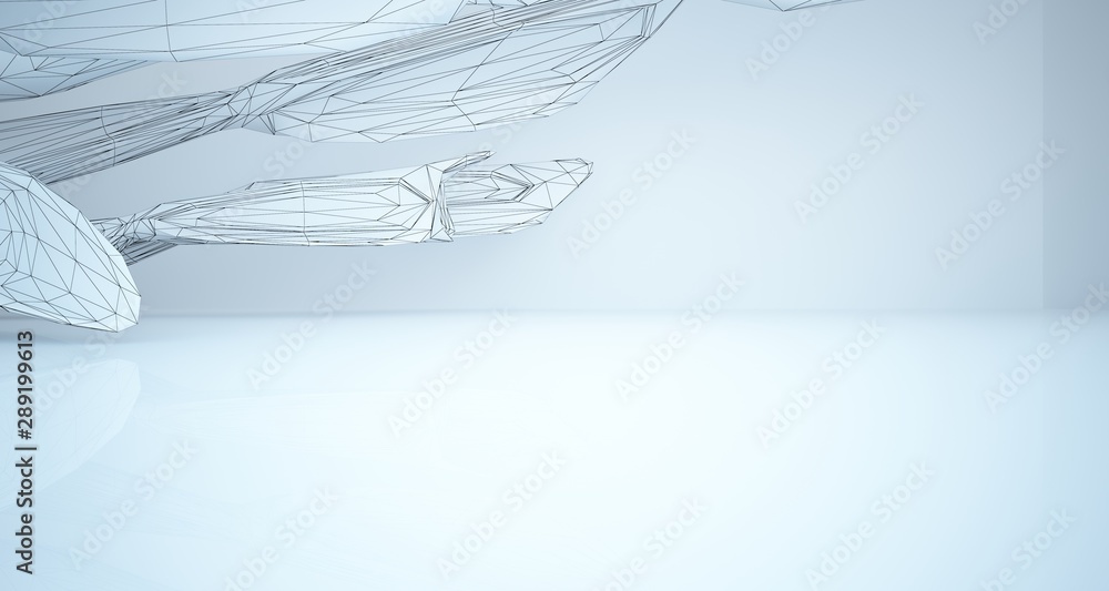 Drawing abstract architectural white interior of a minimalist house with large windows. 3D illustration and rendering. Drawing abstract architectural white interior of a minimalist house with large windows. 3D illustration and rendering.