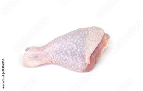 raw chicken leg isolated on white background - fresh uncooked chicken meat for cooking food