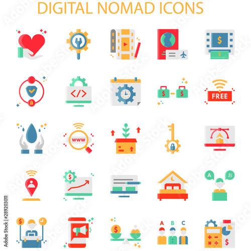 Digital Nomad Without Outline Iconset