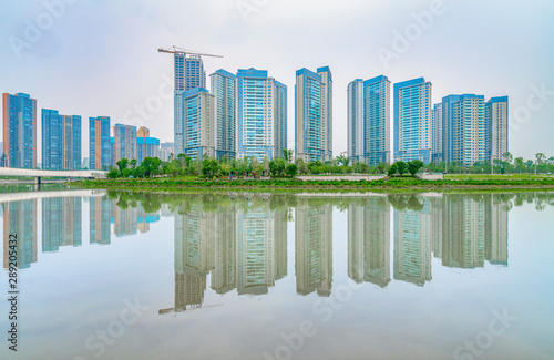 Construction of Fudi Financial Island in Chengdu  Sichuan Province  China
