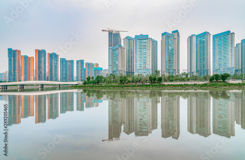 Construction of Fudi Financial Island in Chengdu, Sichuan Province, China