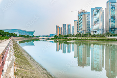 Construction of Fudi Financial Island in Chengdu, Sichuan Province, China