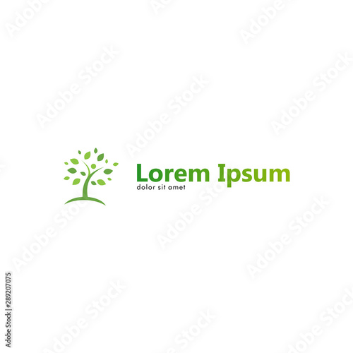 Green tree logo with many leaves. Inspiration