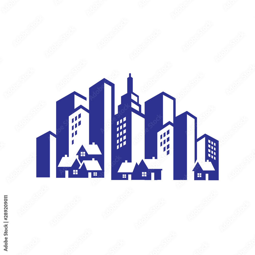 Cityscape design corporation of buildings Logo for Real estate business company