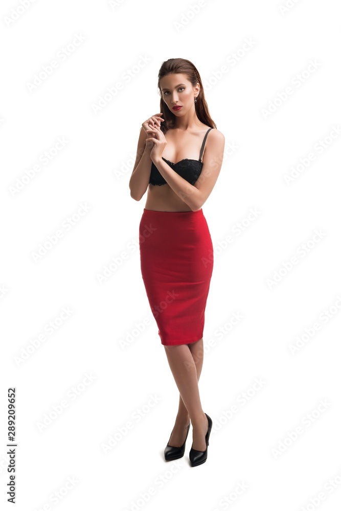 Sexy woman wearing only a mini skirt short Sexy woman wearing only a mini skirt short