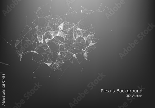 Abstract Internet connection and technology graphic design. computer geometric digital connection structure. Futuristic black abstract grid. Plexus with particles.