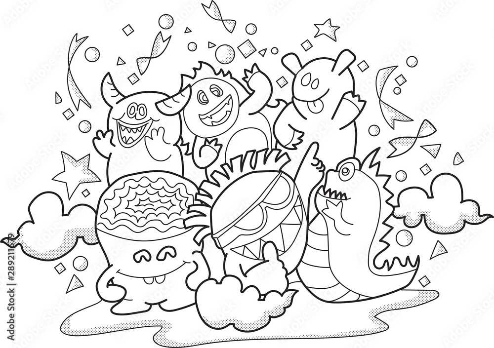Cute monster have a good time that is fun Cute monster have a good time that is fun