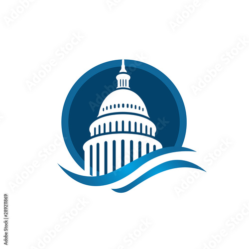 creative simple american capitol building vector logo design