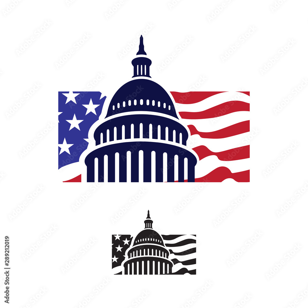 Government icon Premium Creative Capitol building logo vector design Iconic Landmark illustrations