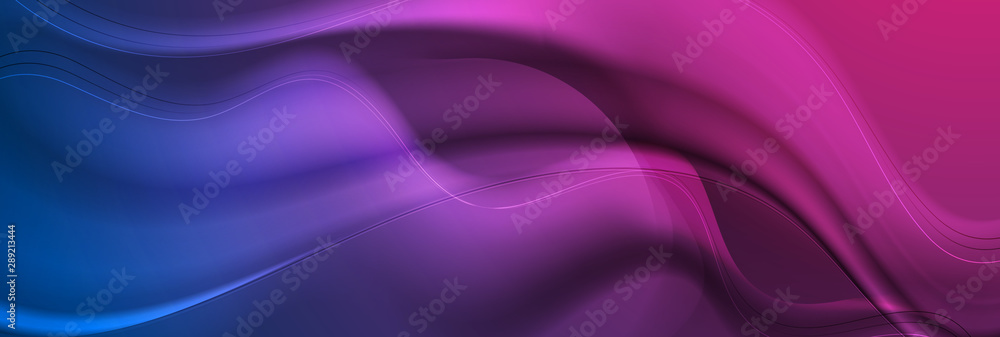 Abstract blue and purple liquid flowing elegant waves banner design. Smooth silk wavy header background. Vector illustration - obrazy, fototapety, plakaty 