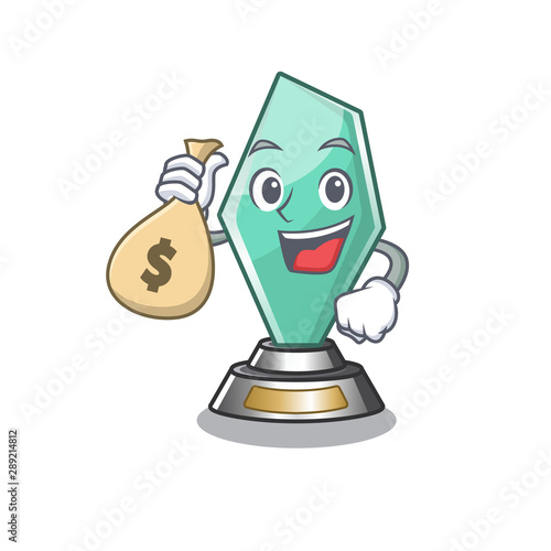 With money bag acrylic trophy cartoon shaped on character