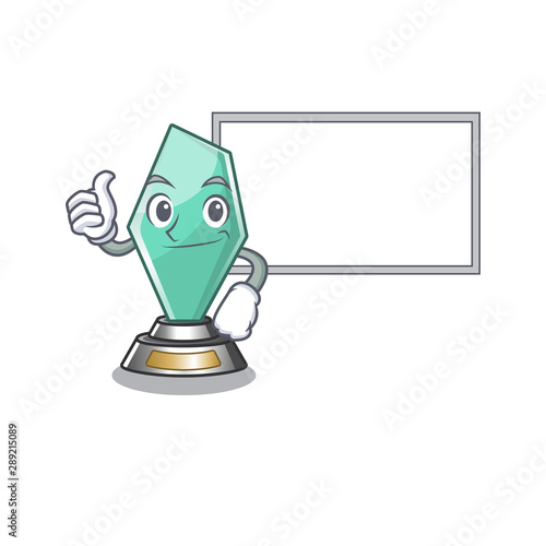 Thumbs up with board acrylic trophy cartoon shaped on character
