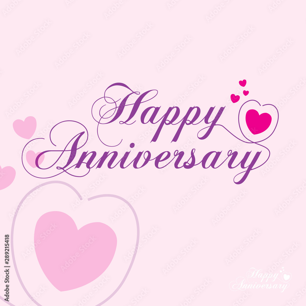 Happy Anniversary text Lovely Hand lettering with love and couple element vector illustration