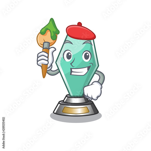 Artist acrylic trophy cartoon shaped on character