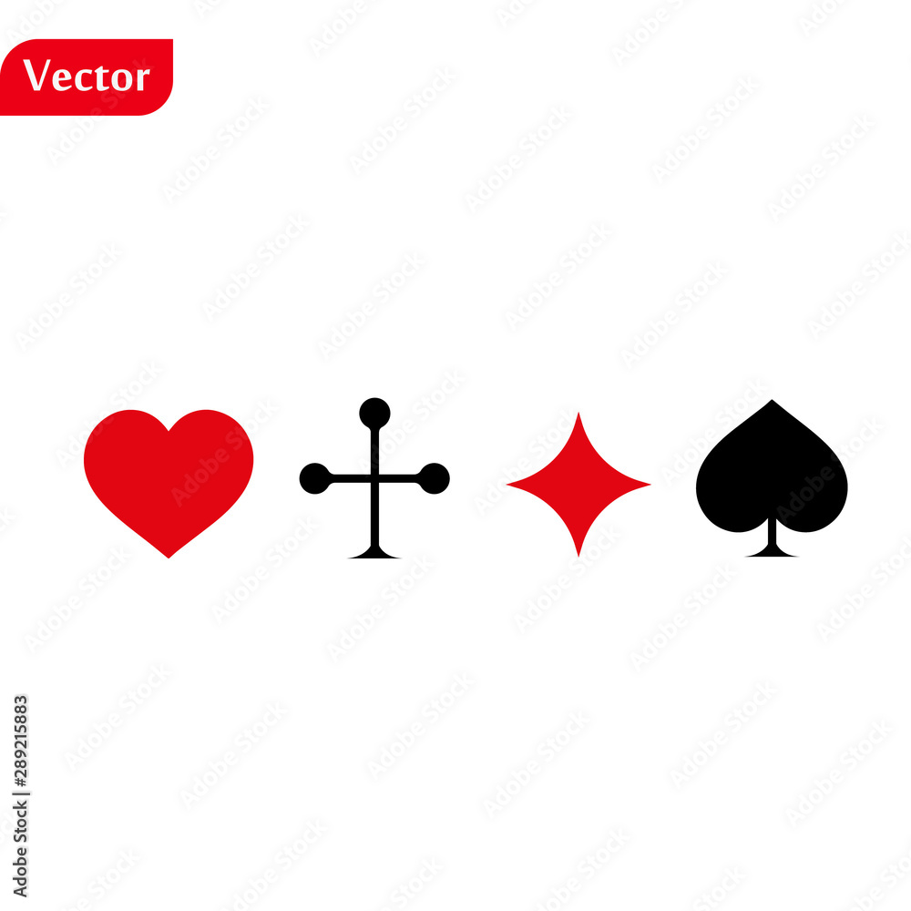 Card suits isolated on white. Vector black and red playing card suits spade, diamond, heart and pike. Card suits isolated on white. Vector black and red playing card suits spade, diamond, heart and pike.