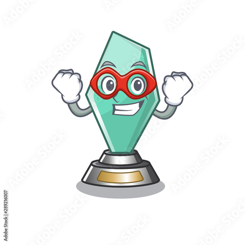 Super hero acrylic trophy isolated with the mascot