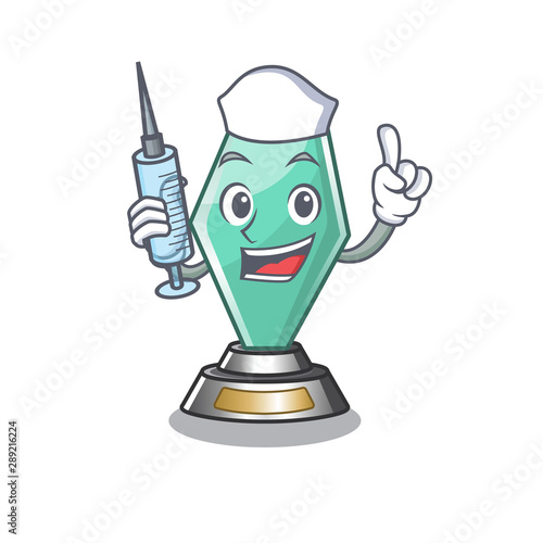 Nurse acrylic trophy isolated with the mascot