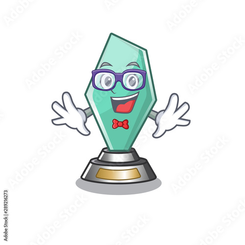Geek acrylic trophy isolated with the mascot