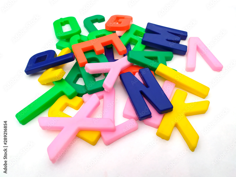 plastic alphabet letters isolated on white background plastic alphabet letters isolated on white background