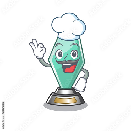 Chef acrylic trophy isolated with the mascot