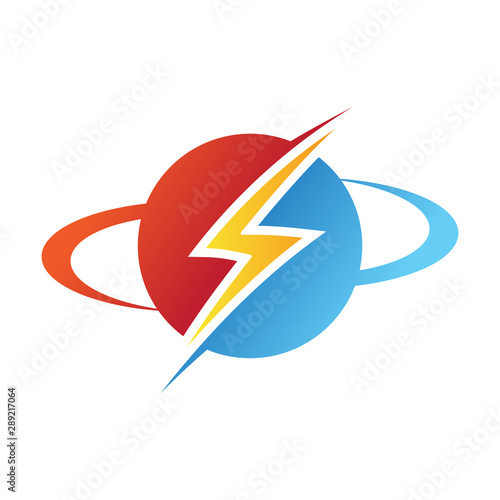 Free Download Thunder planet saturn in flat style on the white background - GFXLoad