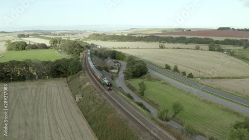 Wallpaper Mural Aerial view of the Aberdonian No 60163 Tornado vintage steam train traveling through Aberdeenshire, Scotland. Torontodigital.ca