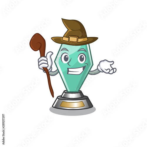 Witch acrylic trophy mascot on a cartoon