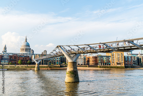 St Pauls Cathedral and the Millennium Bridge at sunset landscape