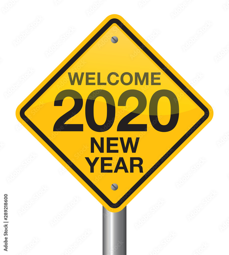 Vector illustration of welcome 2020 new year road sign. Vector illustration of welcome 2020 new year road sign.